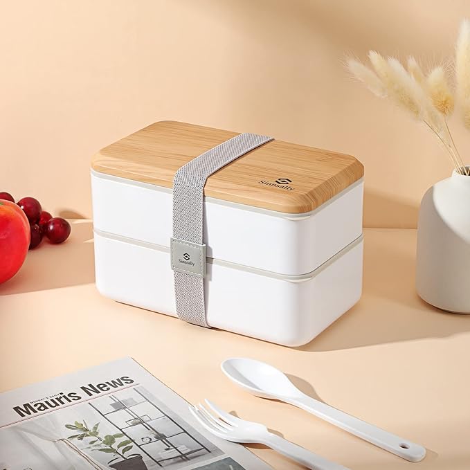 Sinnsally Lunch Box for Adult,1400ml Stackable Japanese Bento Lunch Box for Women,Lunch Containers with Food Compartments