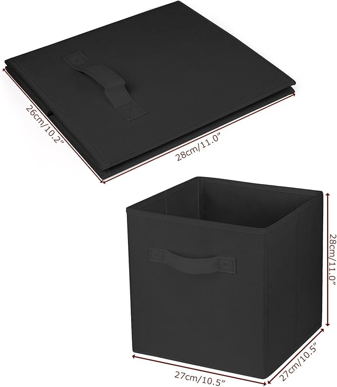 3 Pcs Storage Cubes, 10.5 Inch Collapsible Storage Bins, Fabric Foldable Bins for Organization, Durable Storage Bins for Closet, Shelves, Offices (Black)