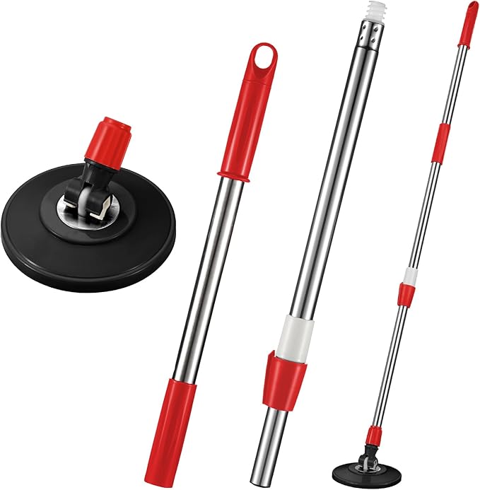 Spin Mop Replacement Handle 360 Degree Spin Mop Pole Handle Replacement Rotating Telescopic Stick for Head Replace Spinning Household Cleaning Accessories for Home(Black)