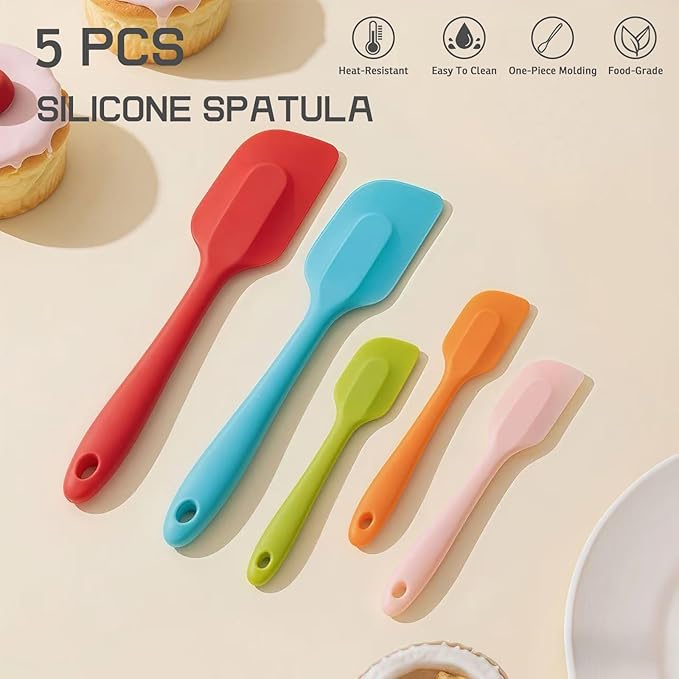 Silicone Spatula 11 inch and 8.3 inch Heat Resistant Rubber Spatulas Cooking Utensil Set Non-Stick Flexible Rubber Baking Spatulas for Cake/Cream/Pastry/Butter/Batter Mixing/Cooking