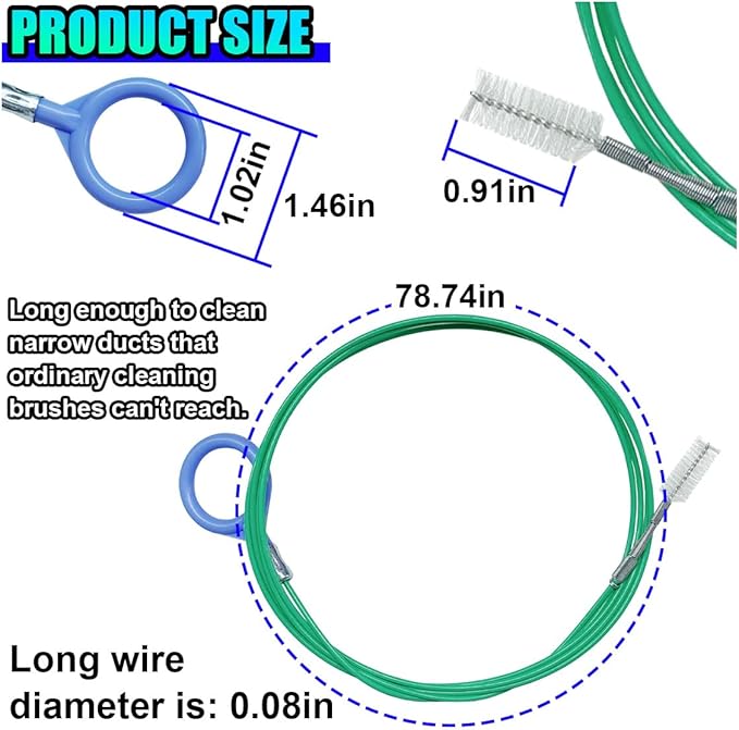 Auto Sunroof Drain Cleaning Tool, 78 Inch Long Pipe Cleaners & Flexible Drain Brush, Slim Tube Cleaning Brush Dredging Tool for Car Sunroof, Windshield Wiper Drain Hole (2PCS)