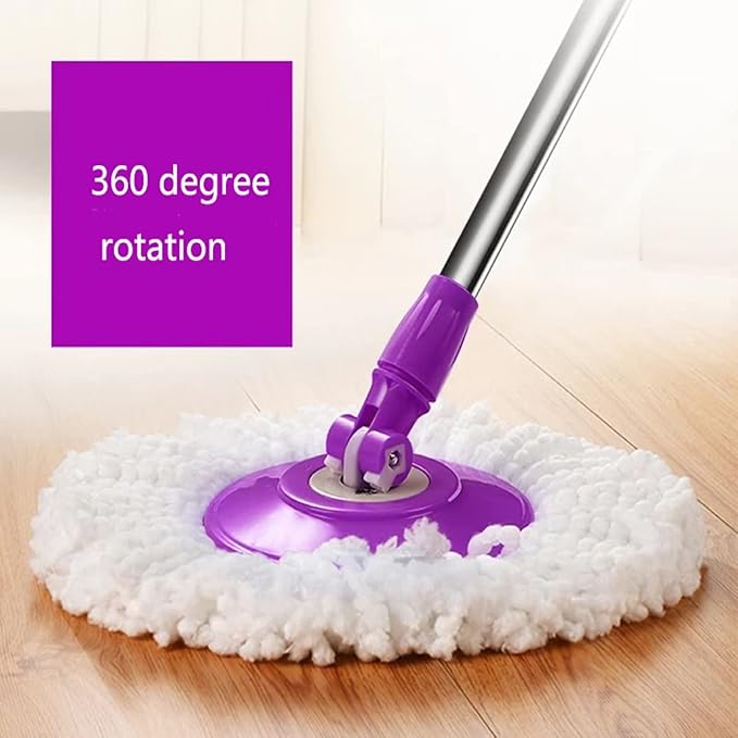 Spin Mop Replacement Handle for Floor Mop Stainless Steel Spin Mop Adjustable Handle and Head Replacement 360 Spinning Household Cleaning Accessories for Home,Office(Purple)