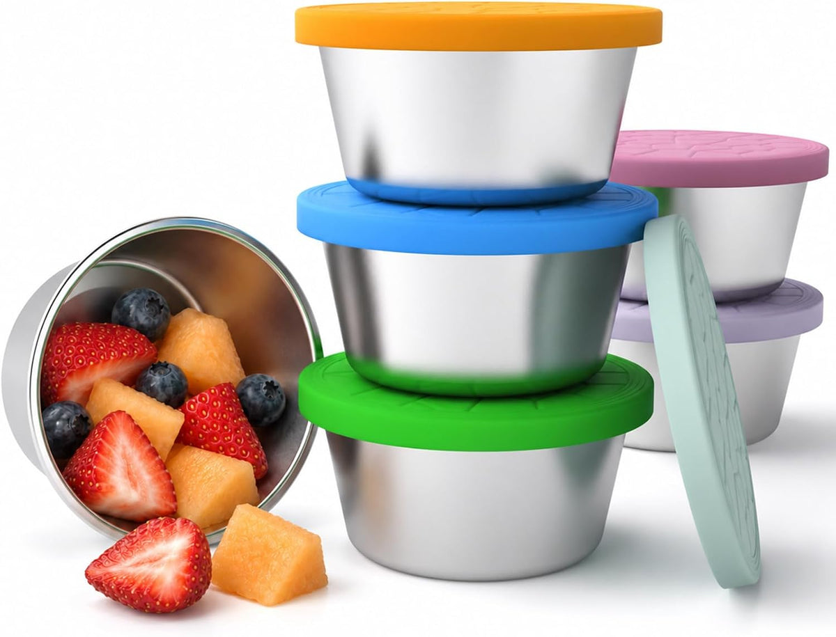 12 floz Stainless Steel Snack Containers,6-Pack Leakproof Snack Box