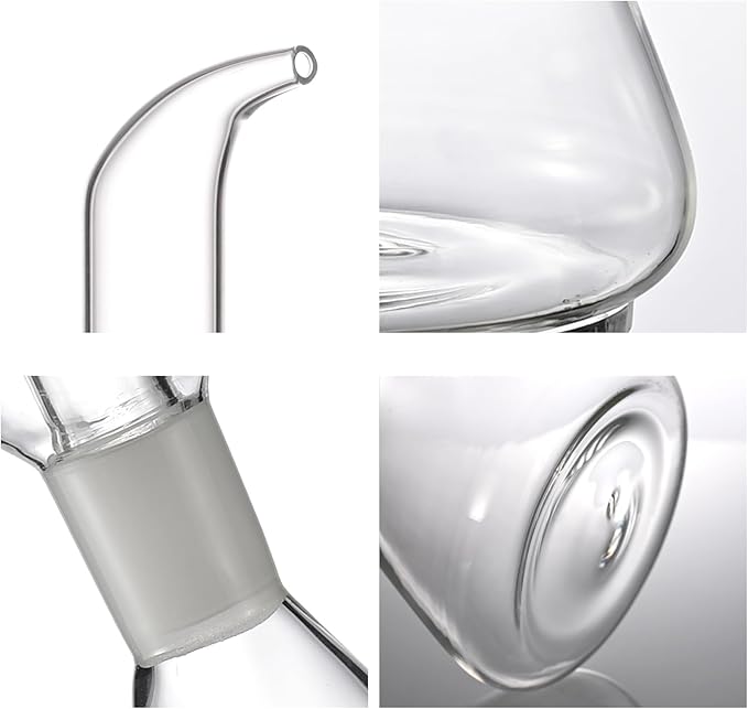 ELETON Conical 8 oz Glass Oil Dispenser – No Drip Olive Oil Cruet with Leak-Proof Spout, Easy-Fill Wide Mouth, Borosilicate Bottle for Kitchen & BBQ