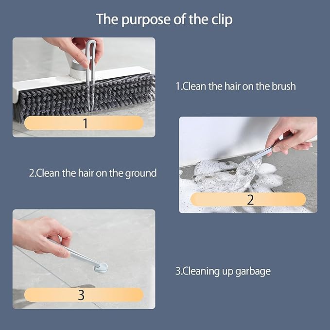 Floor Scrubbing Brush with 57" Adjustable Long Handle,3 in 1 Living Grout Brush with Squeegee,V-Shape Stiff Brush Bristle,Heavy Duty Bathroom Cleaning Brush for Tile,Deck,Patio,Wall,Garage,Kitchen,Blu