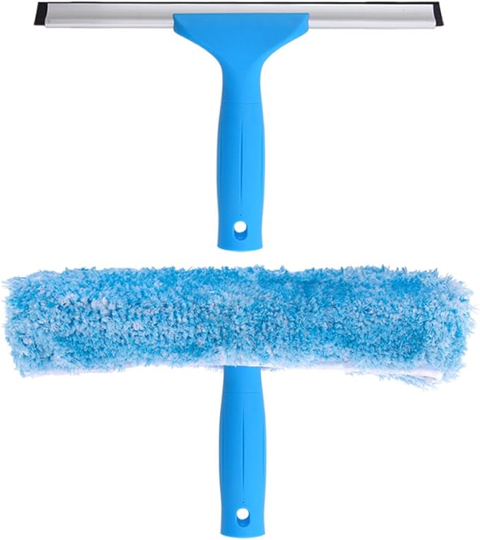 MR.SIGA Professional Window Cleaning Combo - Squeegee & Microfiber Window Scrubber, 10"