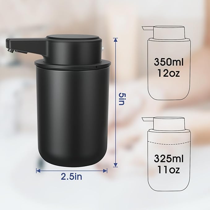 2 Pack Automatic Foaming Soap Dispenser, 10.5oz Touchless Electric Hand Soap Dispenser, Rechargeable Foam Pump for Kitchen Sink, Modern Black (Black)