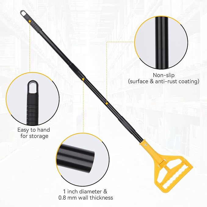 BeiLan Mop Handle Commercial Heavy Duty - 57 Inch Industrial Metal Mop Stick Replacement for Floor Cleaning - Professional Mops Head Replacement Holder