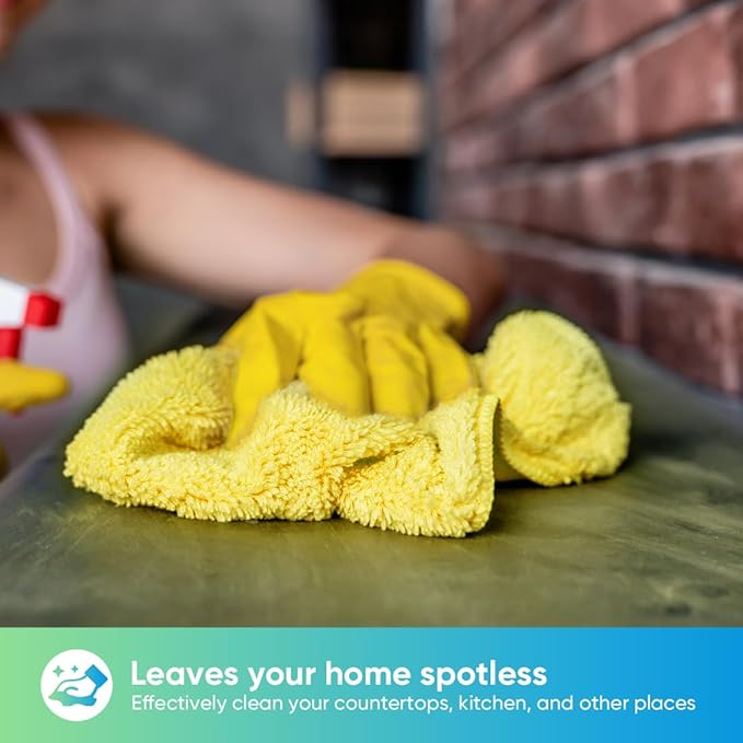HOMEXCEL Yellow Microfiber Cleaning Cloth, 12 Pack Premium Microfiber Towels for Cars, Lint Free, Highly Absorbent, Reusable Cleaning Rags for Car, Household, Kitchen, Window, 11.5"X11.5"