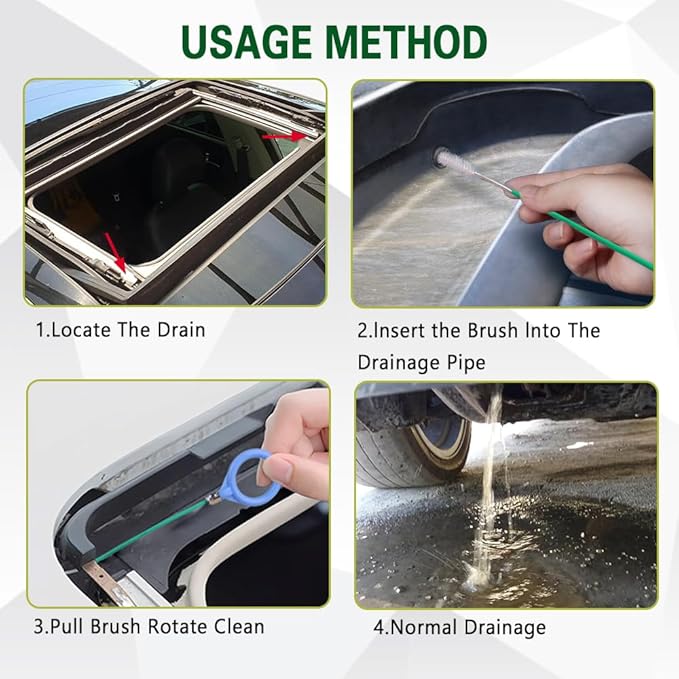 Auto Sunroof Drain Cleaning Tool, Long Pipe Cleaner for Car, 118 Inch Flexible Auto Tube Cleaning Brush