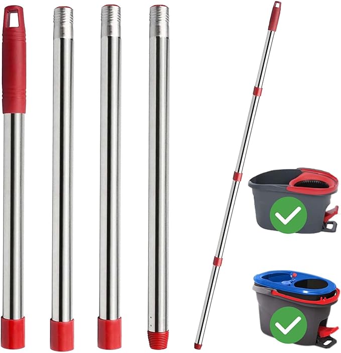 Spin Mop Replacement Handle, 4-Section 30-to-58 inch Mop Stick Replacement for Ocedar Mop Handle for Easy Wring and Rinse Clean, Germany Screw Joint (Mop Head&Base not Included)