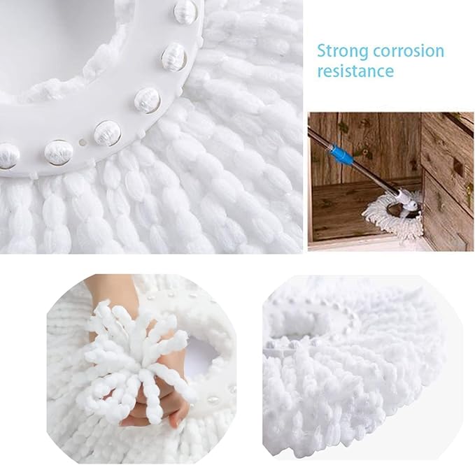 5 PCS Microfiber Replacement Mop Head Spin Mop Head Replacement 5-Pack, Microfiber Refill Heads Universal for 360 Spin Magic Mopping, Round Shape Standard Size White