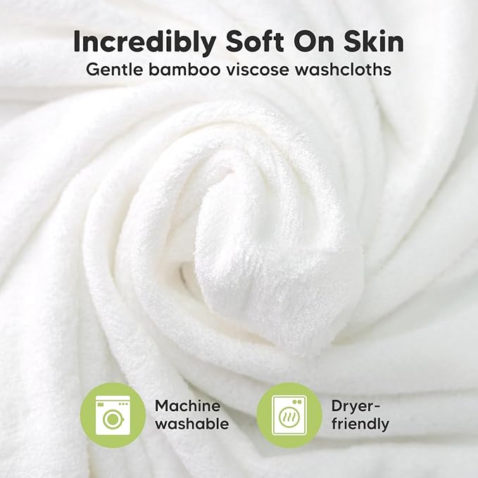 6-Pack Baby Washcloths – Soft Absorbent Viscose from Bamboo Washcloths for Face, Body, Baby Towels for Newborn, Kids, Toddlers, Infant, Gentle on Sensitive Skin, 10x10 Reusable Face Towels (Heather)