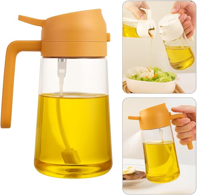 Premium Oil Sprayer for Cooking - Refillable Glass Mister for Olive & Vegetable Oil - Ideal Oil Spray Bottle for Grilling or Air Fryer - Kitchen Use Spritzer Dispenser for Vinegar & More