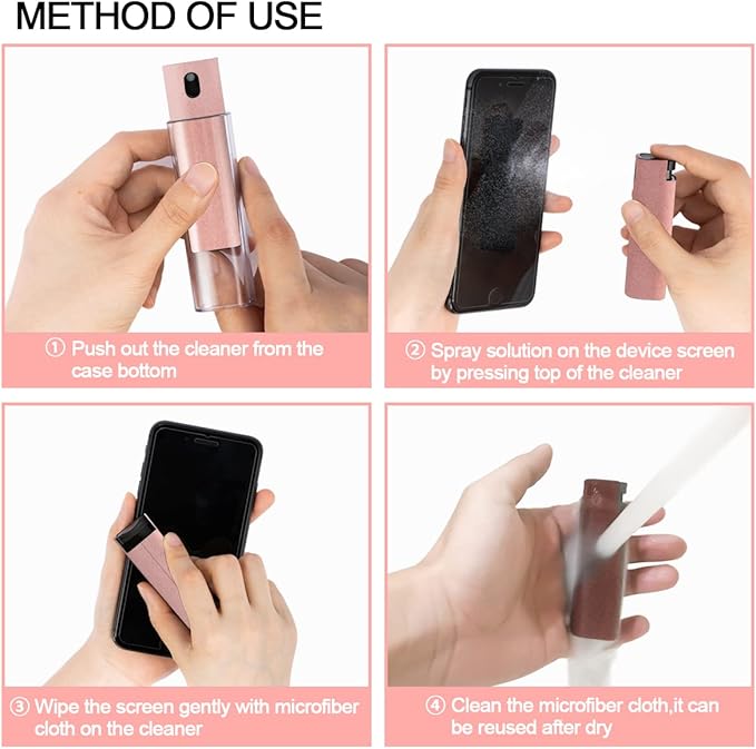 Touchscreen Mist Cleaner Spray, walrfid Electronic Screen Cleaner for TV, Laptop, Tablet, PC, Computer Monitor LCD Flat Screens, Eyeglasses - Pink