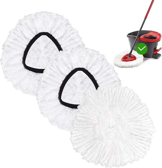3 Pack Spin Mop Replacement Head Mop Refill Compatible with Oceda Triangle Swivel Mops Microfiber Swivel Mop Refill,Deep Clean,Machine Washable and Easy to Replace