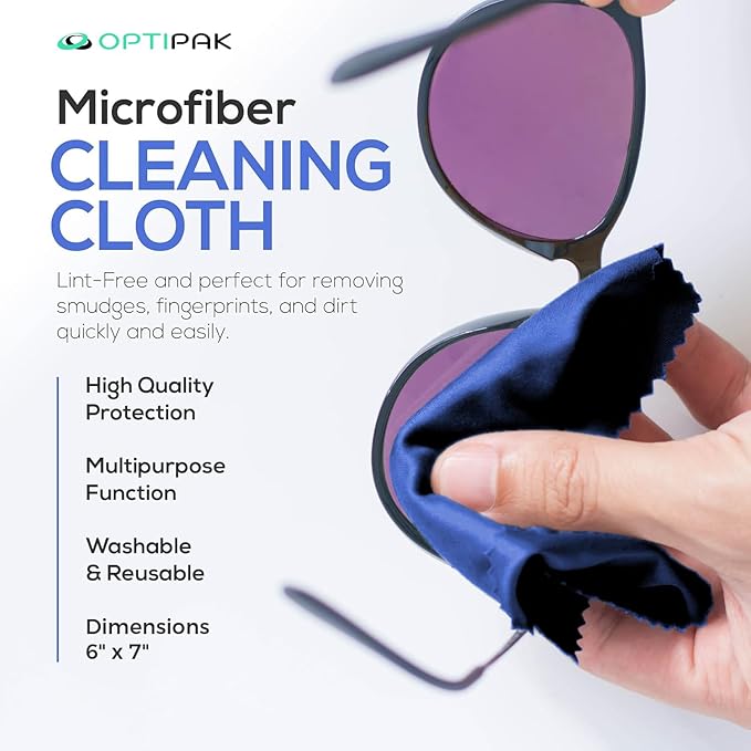 Anti Fog Lens Cleaner Spray Kit | (2x) 1oz Anti Fog Glasses Cleaner Bottles + (1x) Multipurpose Pouch + (5x) Microfiber Cloths for Eyeglasses, Mirror