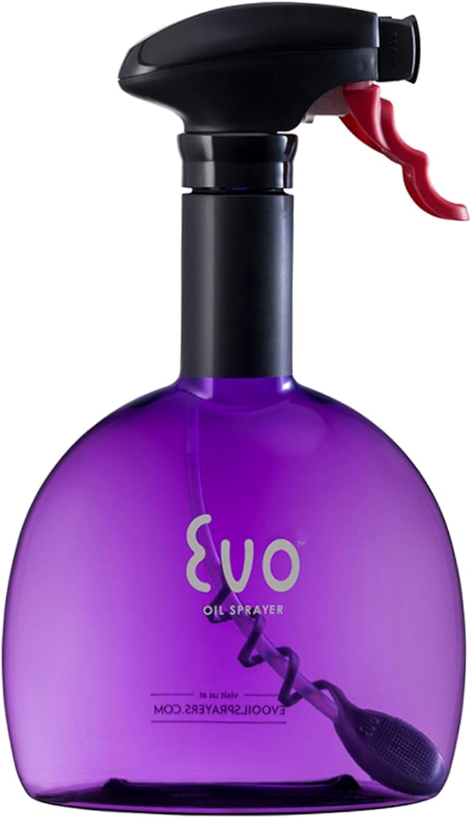 Evo Original Oil Sprayer, Non-Aerosol for Olive Oil, Cooking Oils, and Vinegars, Purple, 24-Ounce Capacity