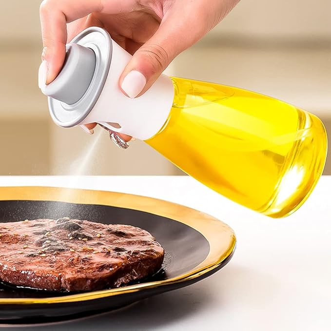 180ml Oil Sprayer Glass Oil Dispenser Bottle Spray Lemon Juice Sprayer for Cooking, Salad, Baking，Cleaning, Plants(White)
