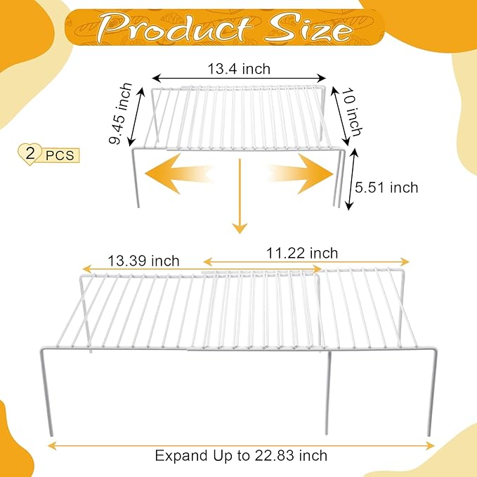 Kitchen Cabinet Expandable Shelf Organizers Set of 2