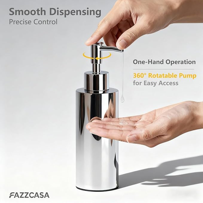 Stainless Steel Soap Dispenser, which is Suitable for Kitchen and Bathroom Hand sanitizer and Shower Gel Shampoo, (7.5OZ/220ML)