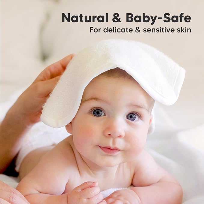 6-Pack Baby Washcloths – Soft Absorbent Viscose from Bamboo Washcloths for Face, Body, Baby Towels for Newborn, Kids, Toddlers, Infant,Gentle on Sensitive Skin,10x10 Reusable Face Towels(White/Stone)