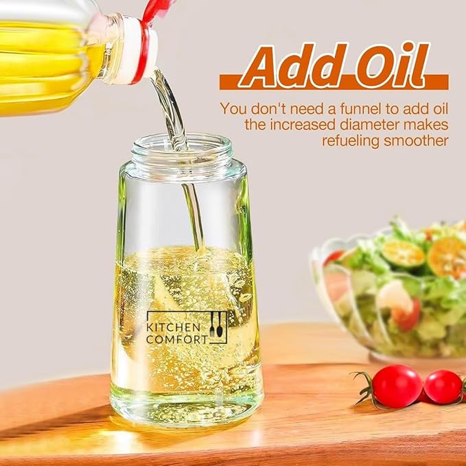 2 in 1 Oil Sprayer & Dispenser - 16oz/470ml Glass Bottle - Air Fryer, Frying, Baking, Olive Oil - Off White