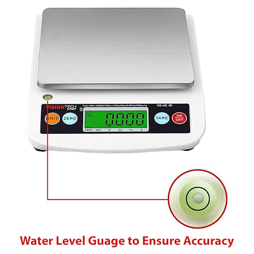 VisionTechShop VK-4C 0.1g Premium Food Kitchen Scale, Lb/Oz/Kg/g Switchable, Stainless Steel Plate Food Scale, LCD Display with Backlight, 10lb Max Capacity, 0.001lb Readability