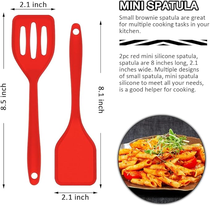 5PC Mini Spatula Silicone, Red Small Spatula Silicone, Small Brownie Spatula Easy to Clean, Small Spatulas for Kitchen Use