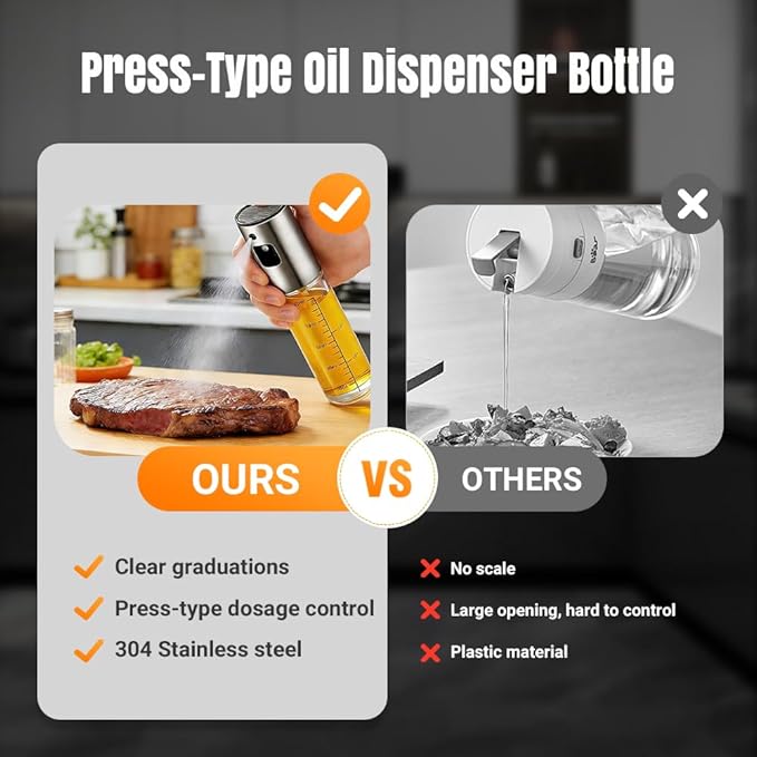 ZiTour Oil Sprayer for Cooking, 2026 New Olive Oil Sprayer, Portable Glass Oil Sprayer Bottle for Kitchen, Upgraded Air Fryer Oil Sprayer for Roasting, Refillable Oil Mister for Home Chef (2)