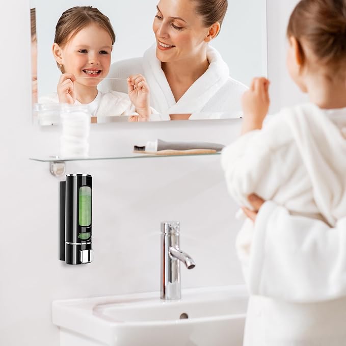Wall Mounted Hand Soap Dispenser, 400ml Bathroom Shower Dispenser Gel Container Shower Pump Dispenser and Organizer for Bathroom Kitchen Hotel, Refillable Liquid Lotion Soap Dispenser, Black