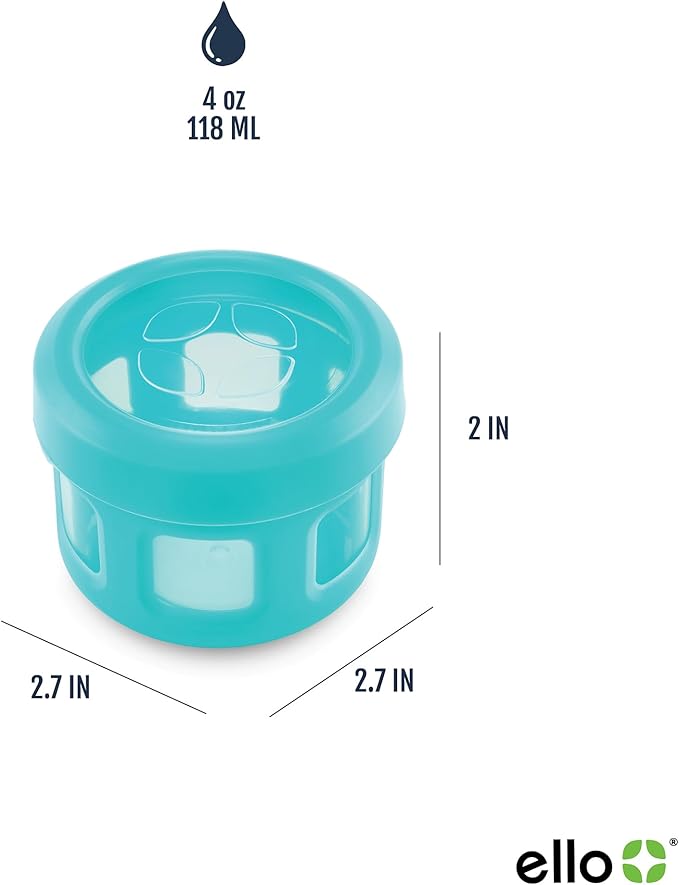 Ello Reusable Condiment Containers with Screw-on Leak Proof Lid | Perfect for Salad Dressing Sauce Dips Lunchbox Picnic Travel Bento Box | BPA-Free
