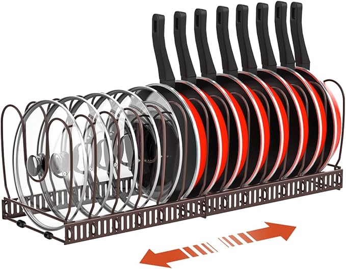 Pot and Pan Organizer Rack for Cabinet, Bronze