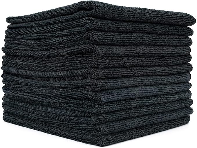 The Rag Company - All-Purpose Microfiber Terry Cleaning Towels - Commercial Grade, Highly Absorbent, Lint-Free, Streak-Free, Kitchens, Bathrooms, Offices, 300gsm, 14in x 14in, Midnight (12-Pack)