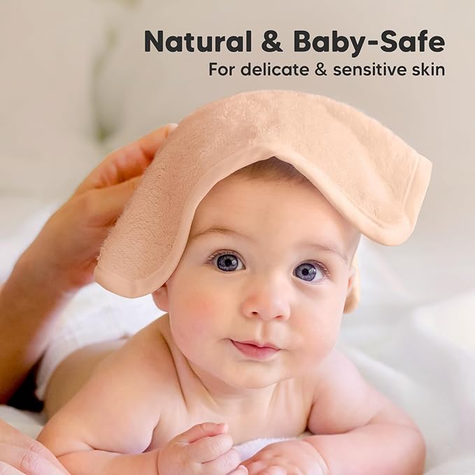 6-Pack Baby Washcloths – Soft Absorbent Viscose from Bamboo Washcloths for Face, Body, Baby Towels for Newborn, Kids, Toddlers, Infant, Gentle on Sensitive Skin, 10x10 Reusable Face Towels (Mellow)