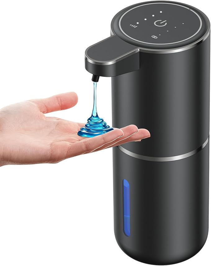 Automatic Soap Dispenser with Sensor, Rechargeable Wall Mount Touchless Soap Dispenser, 4-Level Adjustable, IPX5 Waterproof, 380ml Liquid Soap Dispenser for Bathroom, Kitchen