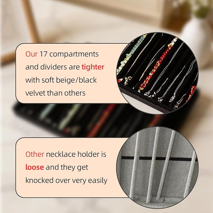 2 Sets Jewelry Trays with Drawer Insert Velvet Jewelry Organizer Tray for Women, Jewelry DisplayTrays with 17 Grids (Black2)