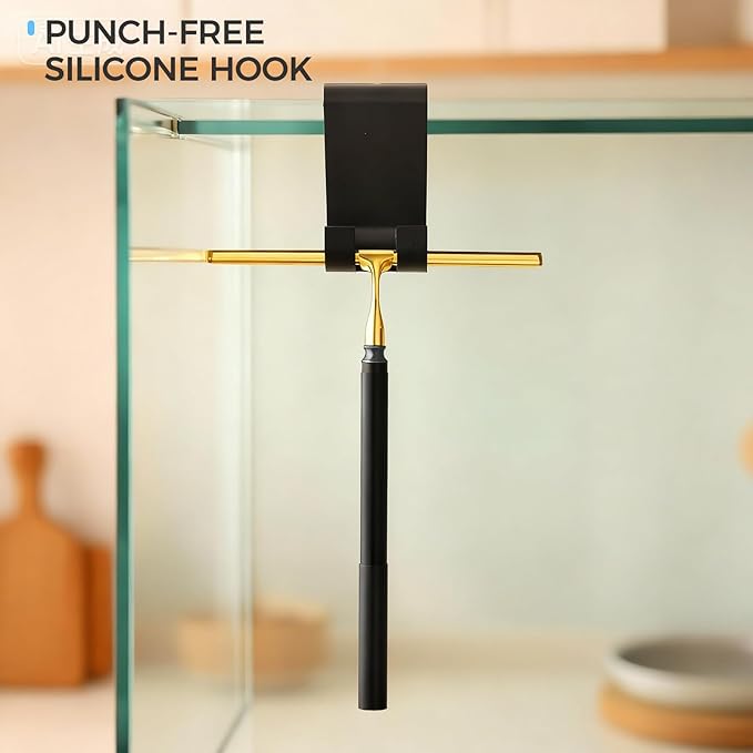 16.7“- 59.5" Long Handle Window Squeegee with Extension Pole, 12.4" Wide Metal Shower Squeegee for Glass Doors