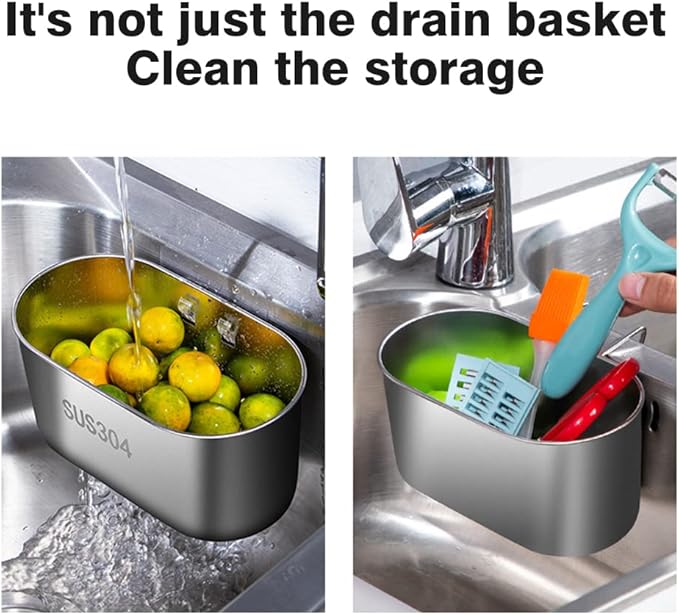 Stainless Steel Sink Drain Strainer Basket, Kitchen Food Catcher Sink Strainer Basket
