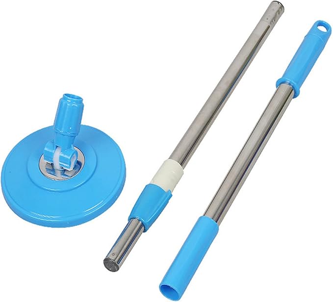 Spin Mop Replacement Handle for Floor Mop Stainless Steel Spin Mop Adjustable Handle and Head Replacement 360 Spinning Household Cleaning Accessories for Home,Office(Blue)