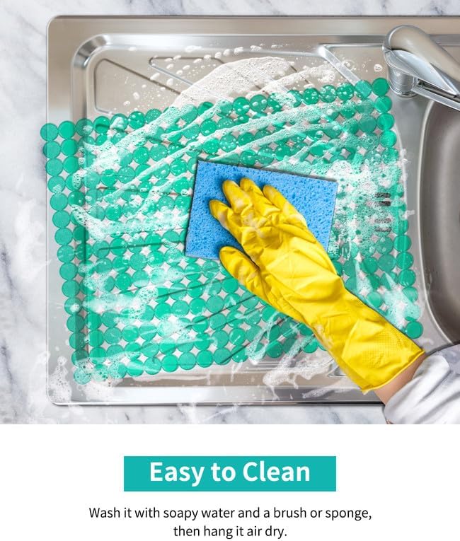 Bligli 2-Pack Kitchen Sink Mat: PVC Adjustable Sink Protector | Sink liner Pad | Dish Drying Mats, Easy to Clean & DIY Cut | 15.7 x 11.8 inch (Green)