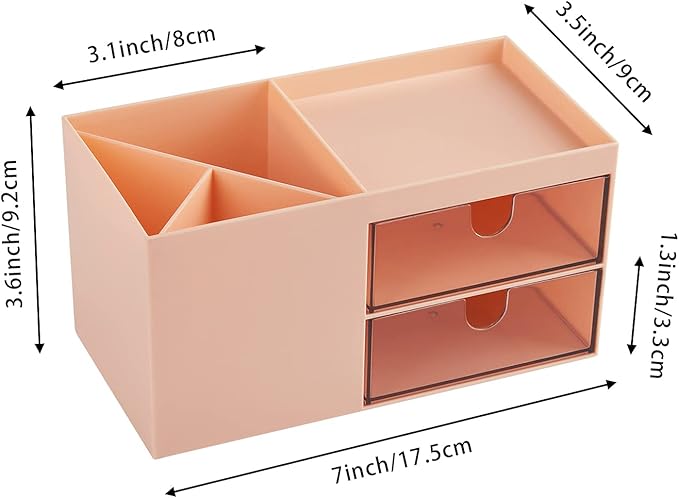 Office Desk Organizer with drawer, Office Supplies and Desk Accessories, Pink