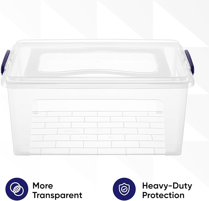 Storage Bins with Lids, Clear Plastic Containers for Organizing, 2 Pack, 28.5 Qt