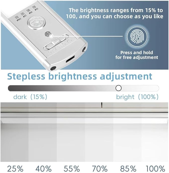 2-Pack Under Cabinet Lights, 1500mAh Rechargeable 52-LED Motion Sensor Light, 10-inch Wireless Magnetic Stick-On Closet Lights, Stepless Dimmable Night Light for Kitchen, Pantry, Wardrobe