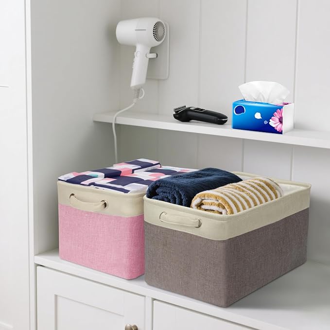 2 Pack Fabric Closet Storage Bins for Shelves, Green, 15''x11''x9.5''