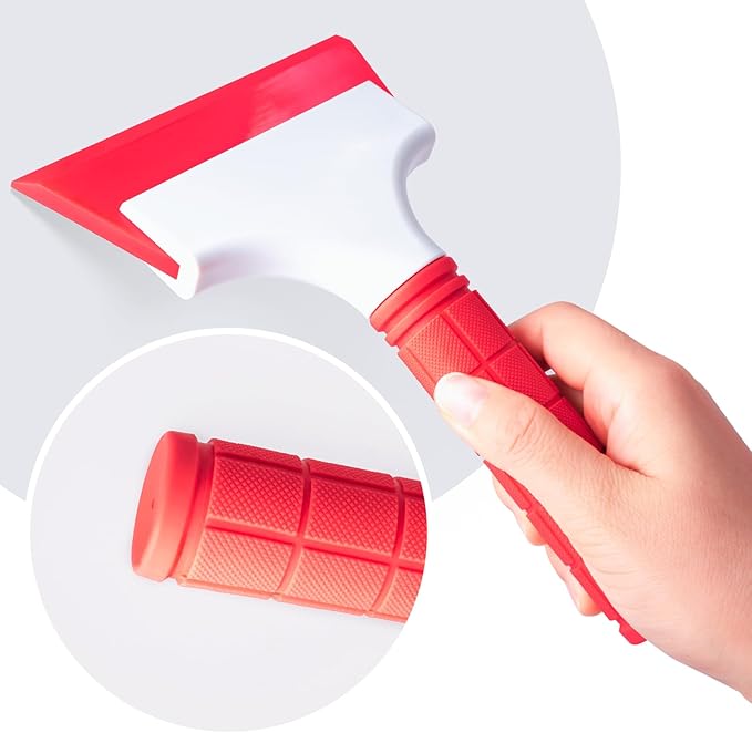 FOSHIO 2 Pack Car Squeegee, 5 inchs & 2 inchs Rubber Blade with Anti-Slip Handle Window Squeegee for Cleaning, Window Tint for Vinyl Car Corners, Windshields, Mirrors and PPF Installation