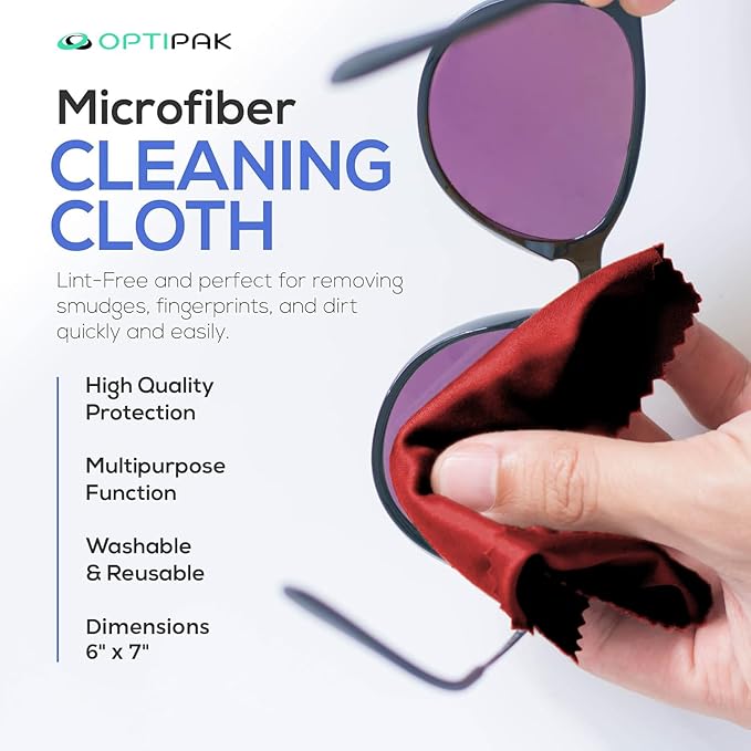Anti Fog Lens Cleaner Spray Kit | (2x) 1oz Anti Fog Glasses Cleaner Bottles + (1x) Multipurpose Pouch + (5x) Microfiber Cloths for Eyeglasses, Mirror