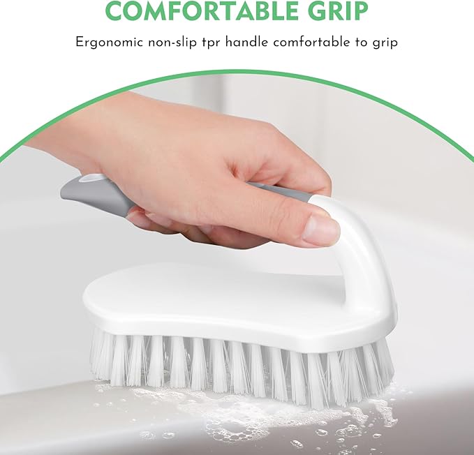 SetSail 2 Pack Heavy-Duty Scrub Brush+Floor Scrub Brush with 51-Inch Long Adjustable Handle 2 in 1 Scrape Brush Stiff Bristle Floor Scrubber for Cleaning Shower Bathroom Garage Kitchen Wall Deck Tub