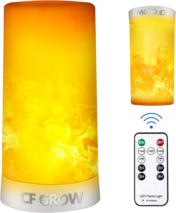 LED Flame Effect Light, USB Rechargeable Outdoor Flame Table Lamp Waterproof Dimmable 4 Modes Lantern with Gravity Sensing Effect IR Wireless Remote&Timer, For Halloween Room Party Bar Decor