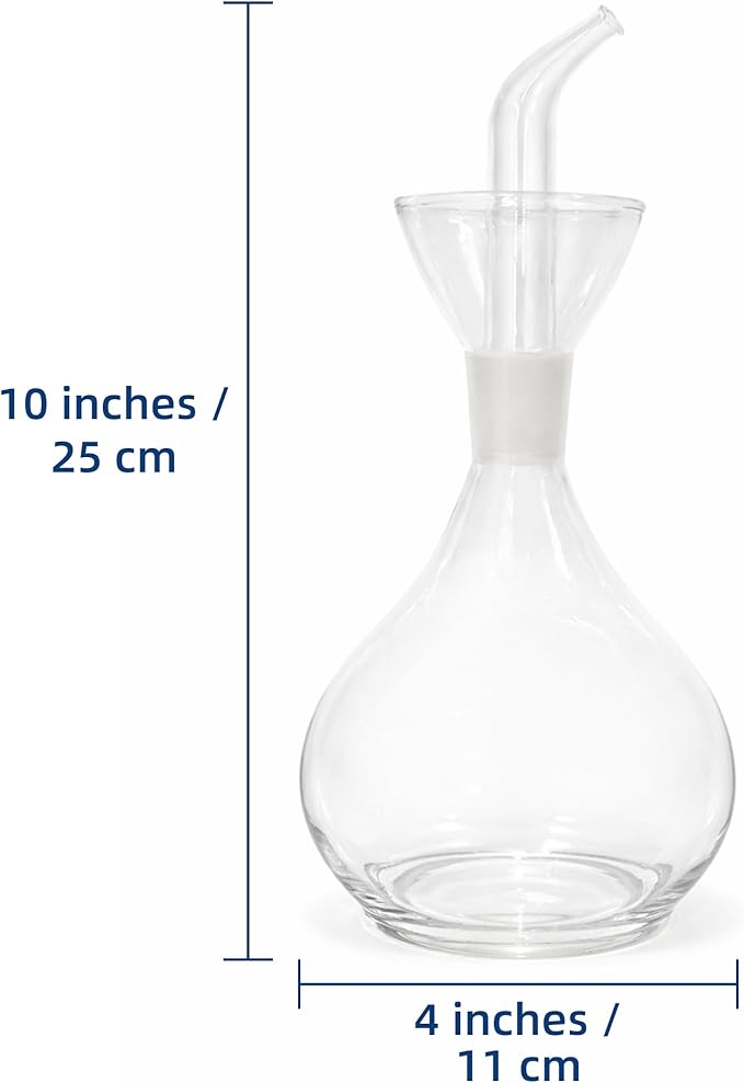 Oil and Vinegar Dispenser, Glass Bottle Cruet with Pourer and Funnel in a special protected case, Drip Free, Dishwasher Safe Olive Oil Pot, Carafe, Decanter for Kitchen, 30 oz / 900 ml